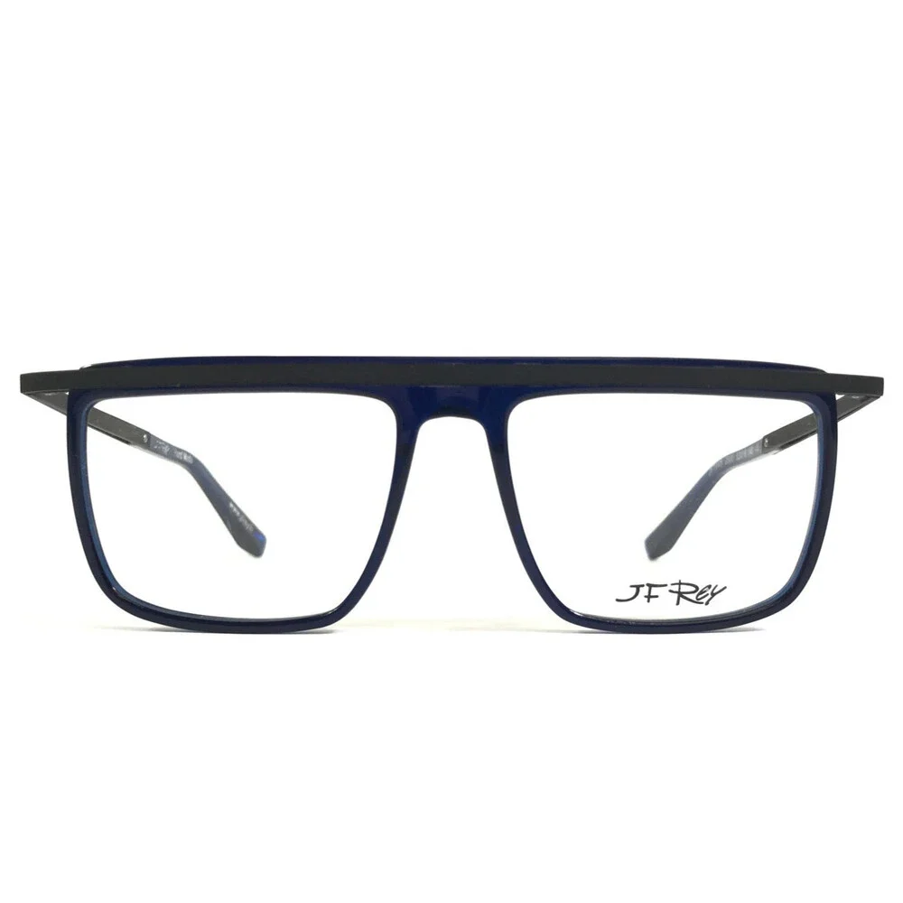 J.F. Rey Eyeglasses Frames JF1445 2500 Blue Black Matte Satin Square 52-16-148